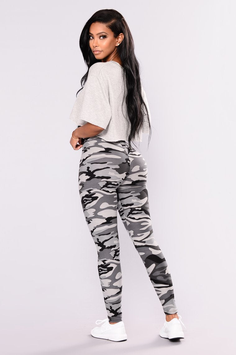 Camouflage bedrukte grijze casual leggingbroek