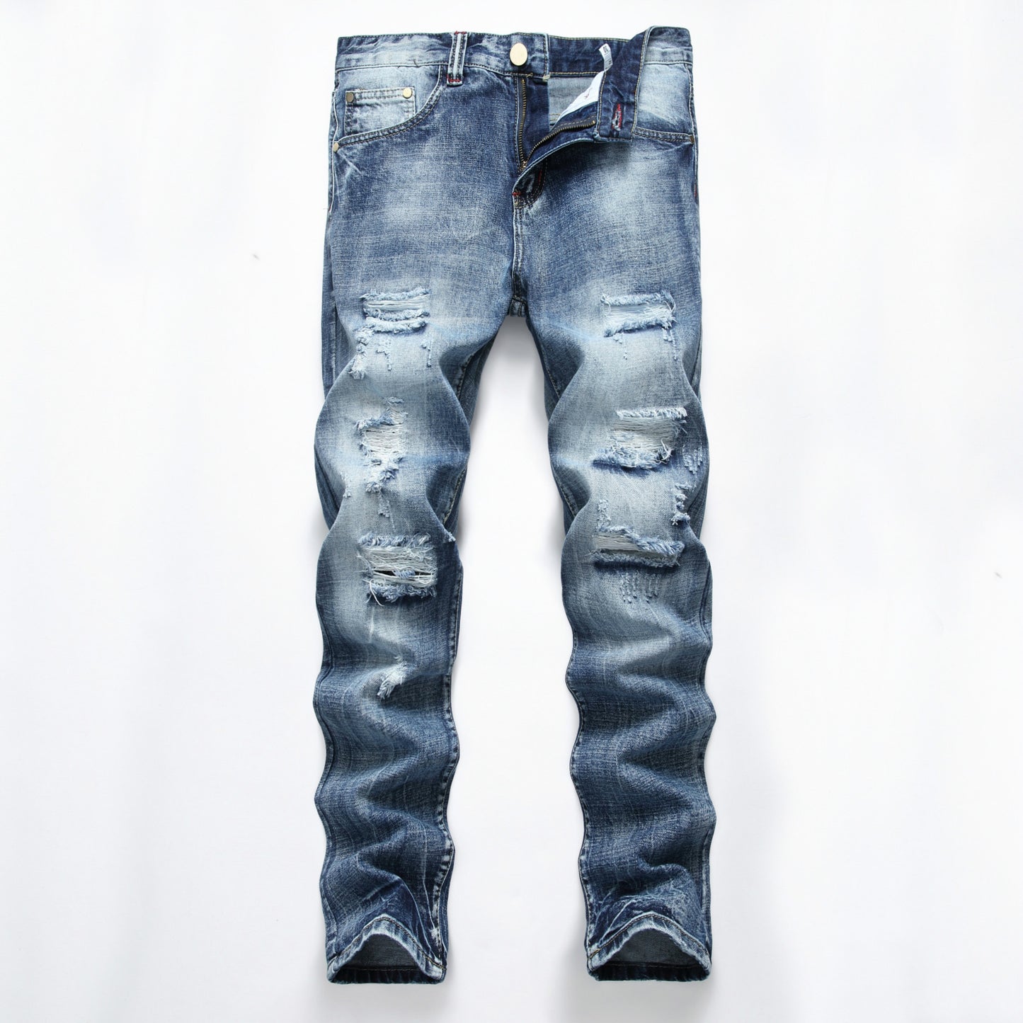 Ripped Slim-fit Straight Jeans