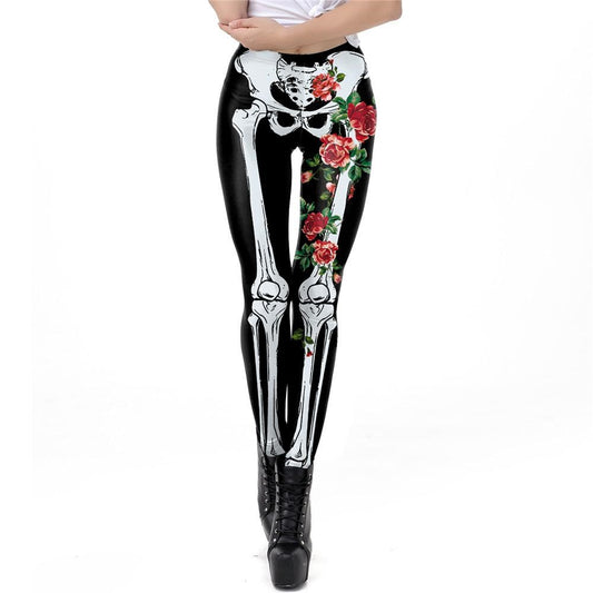 Rose Skull Print pants for women