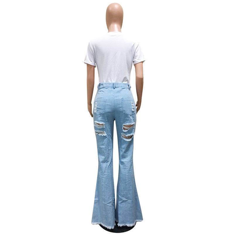 Personalized street trend flared denim pants