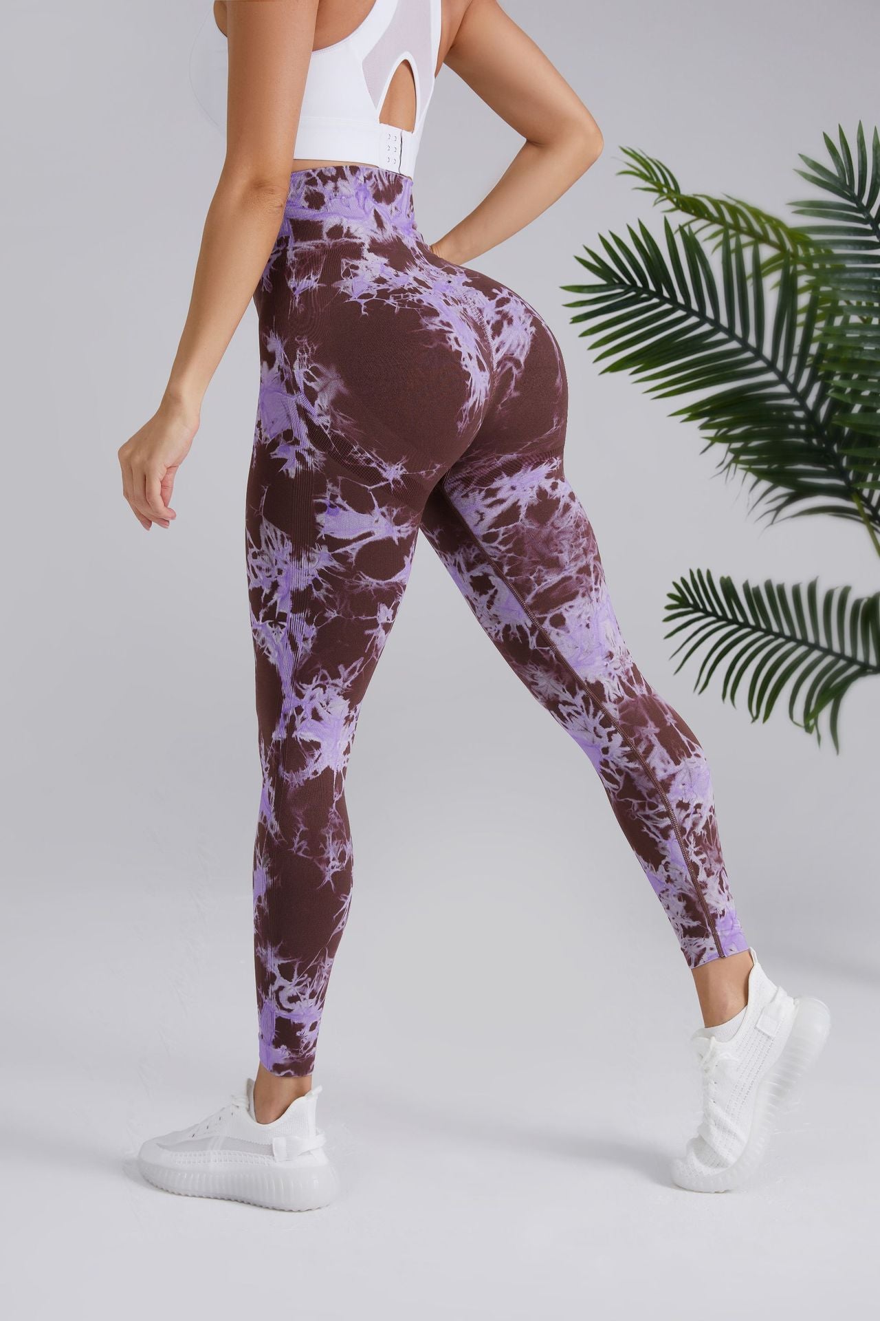 Pantalon de fitness taille haute tie-dye bicolore