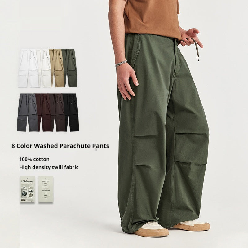 Washed Wide Leg Paratrooper Pants