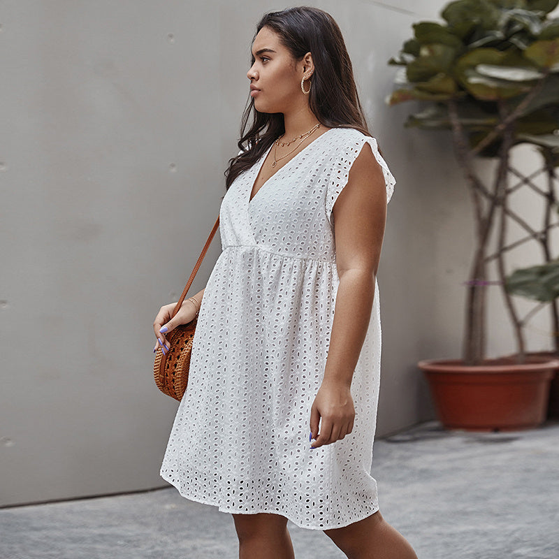 Summer plus size cutout dress