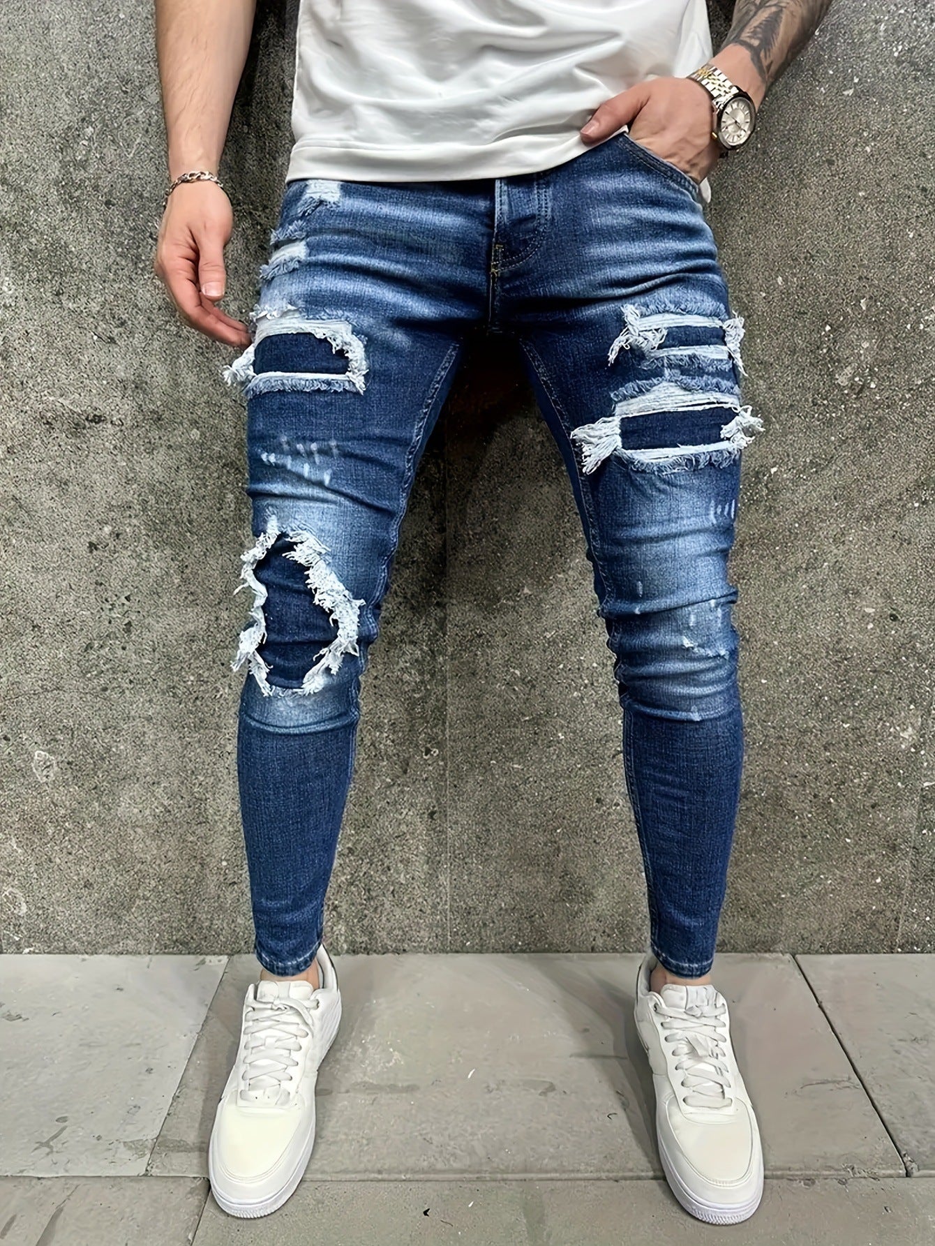 European Style Patch Jeans