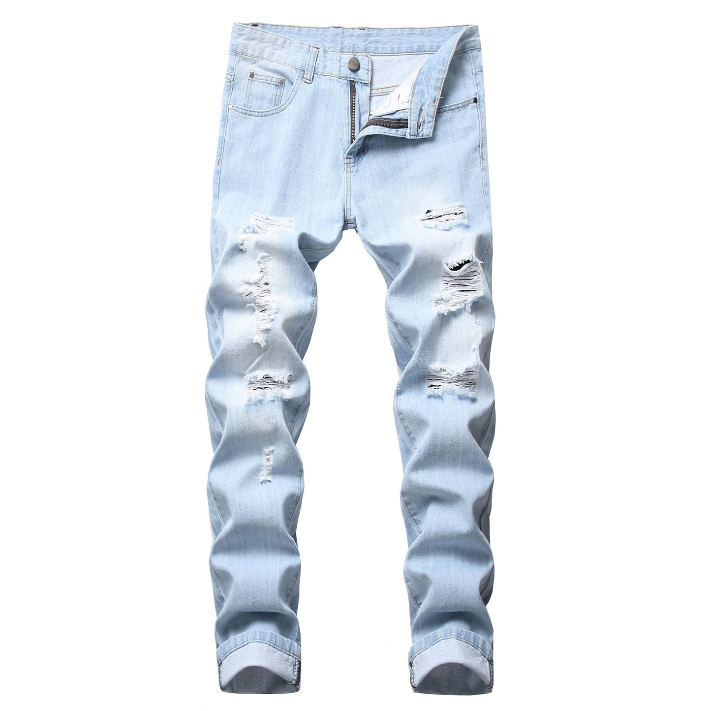 Ripped Slim-fit Straight Jeans