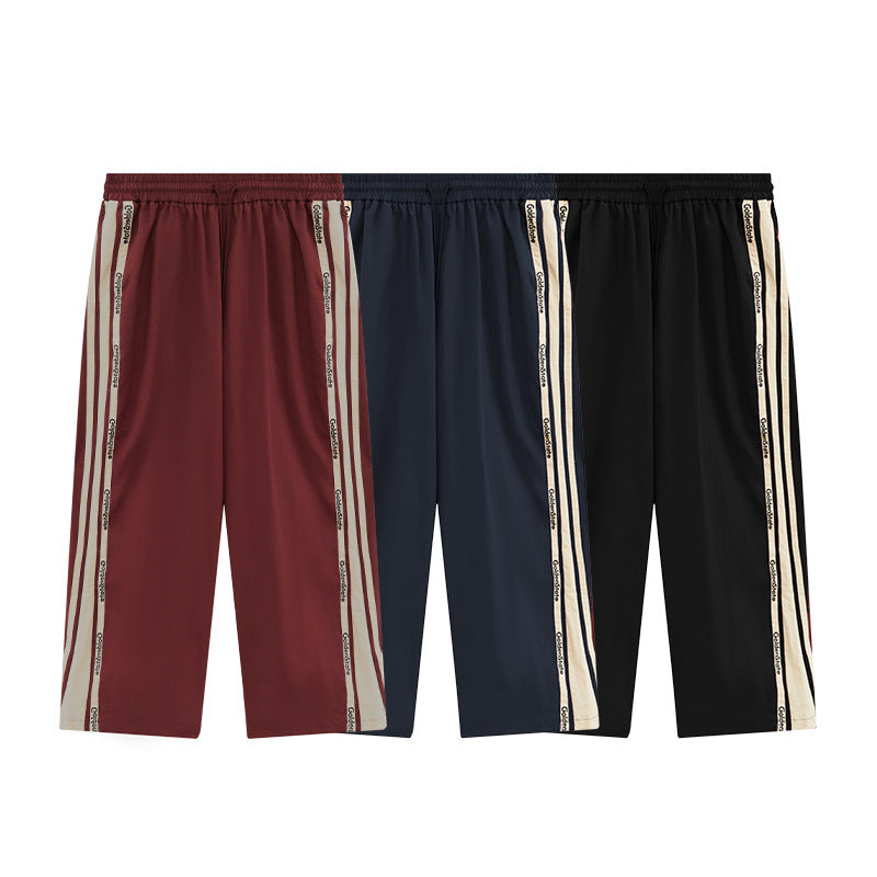 Retro Contrast Color Side Stripe Wide Pants