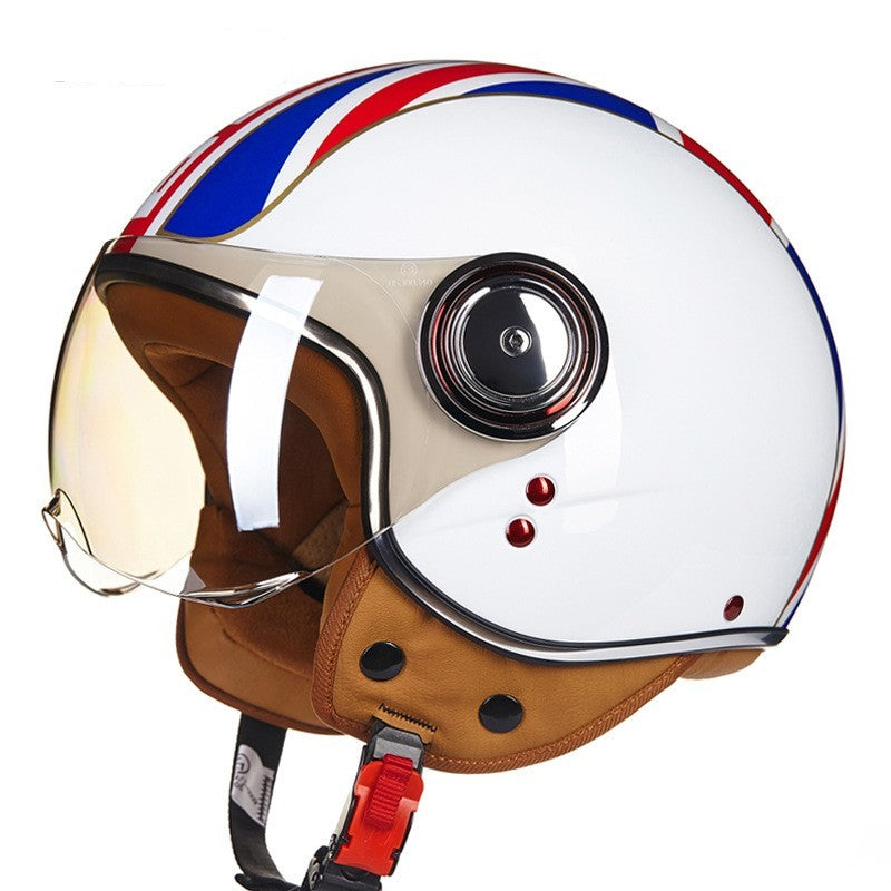 Battery Car Half Helmet Lightweight Semi-covered Retro