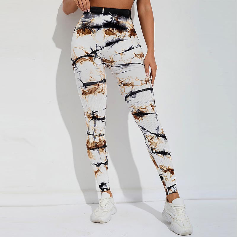 Legging de sport taille haute sans couture tie-dye