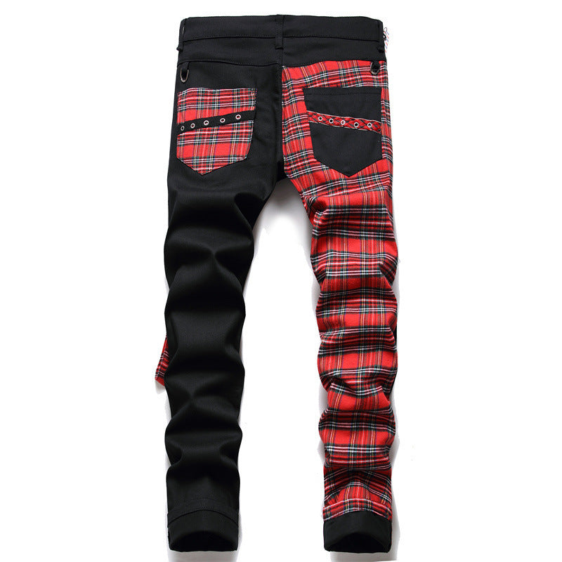 Black Panel Non Stretch Straight Jeans