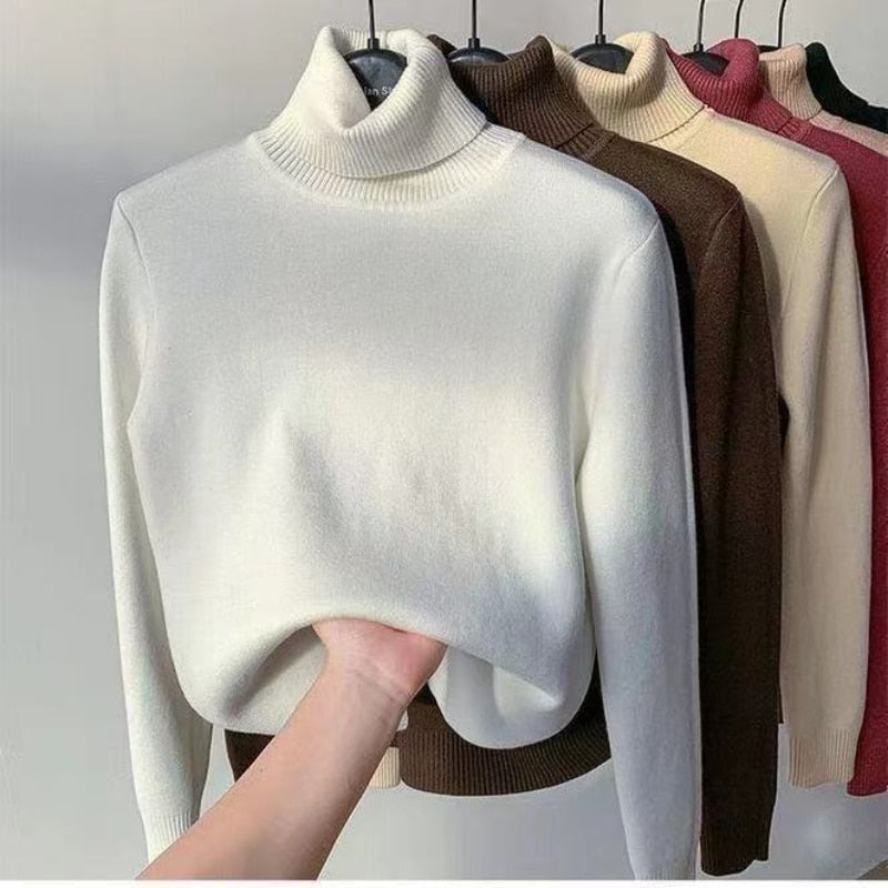 Pull à col roulé pour femme, automne et hiver