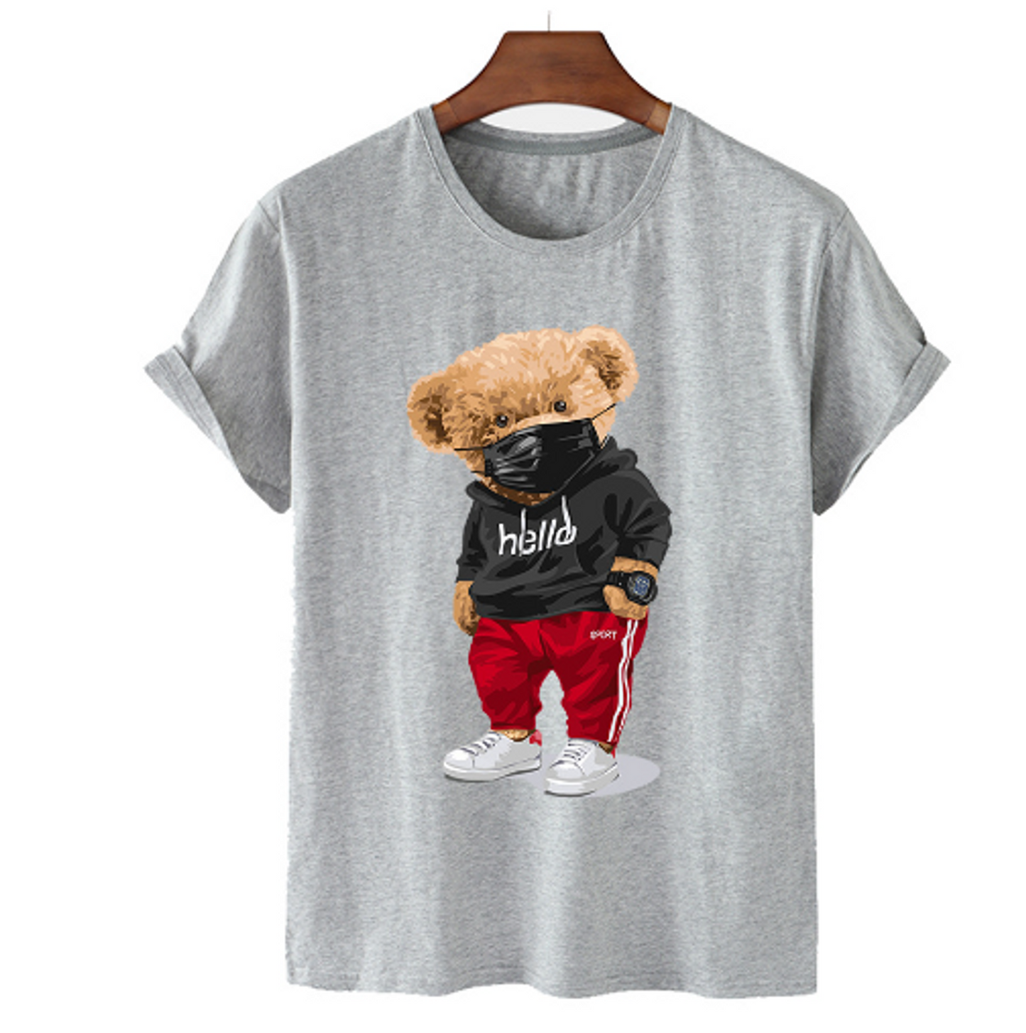 T-shirt en coton pour hommes à imprimé ours