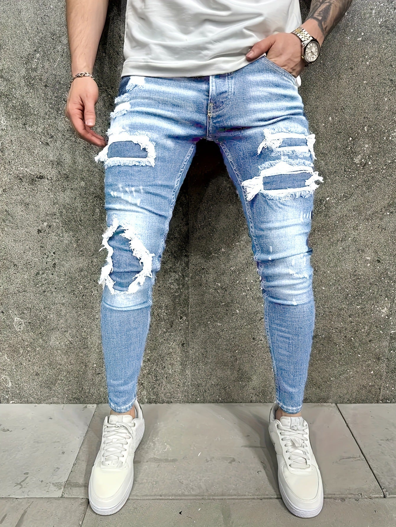 European Style Patch Jeans