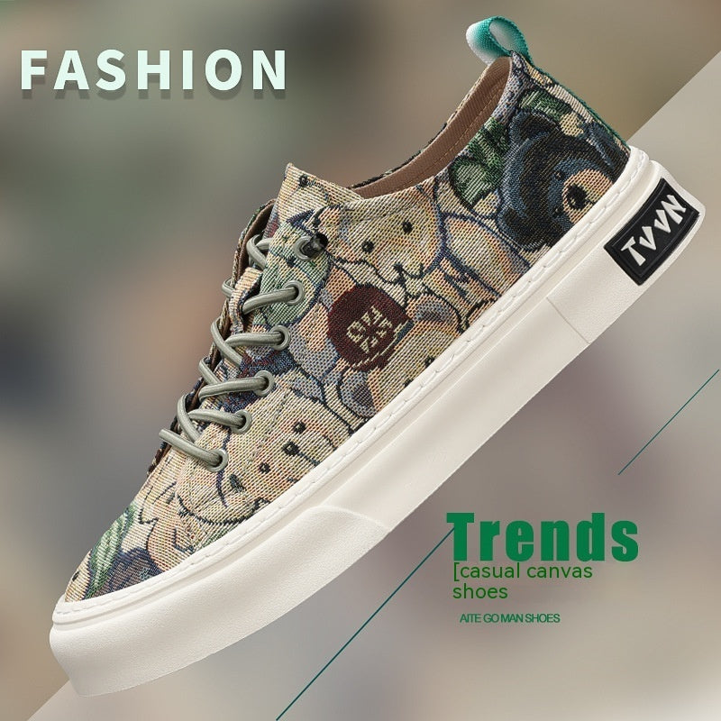 Lage Casual Canvas Schoenen Voorkant Vetersluiting