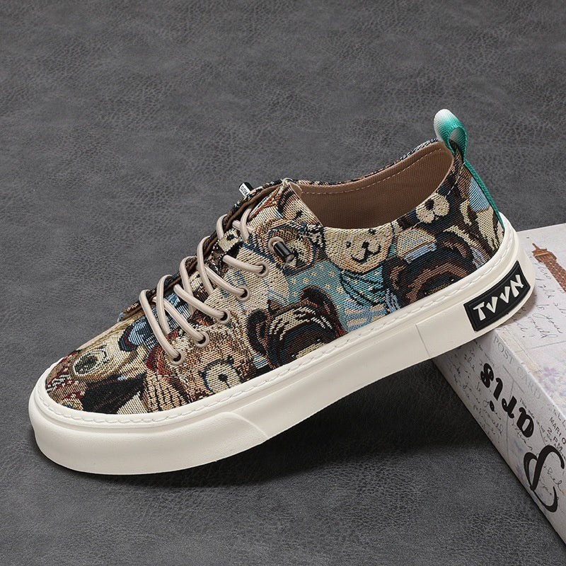 Low-top Casual Canvas Shoes Front Lace-up