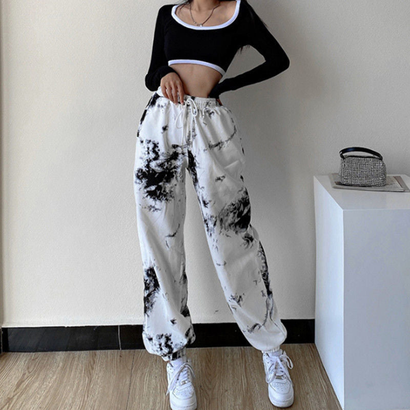 All-match Tie-dye High-waist Slim Casual Pants