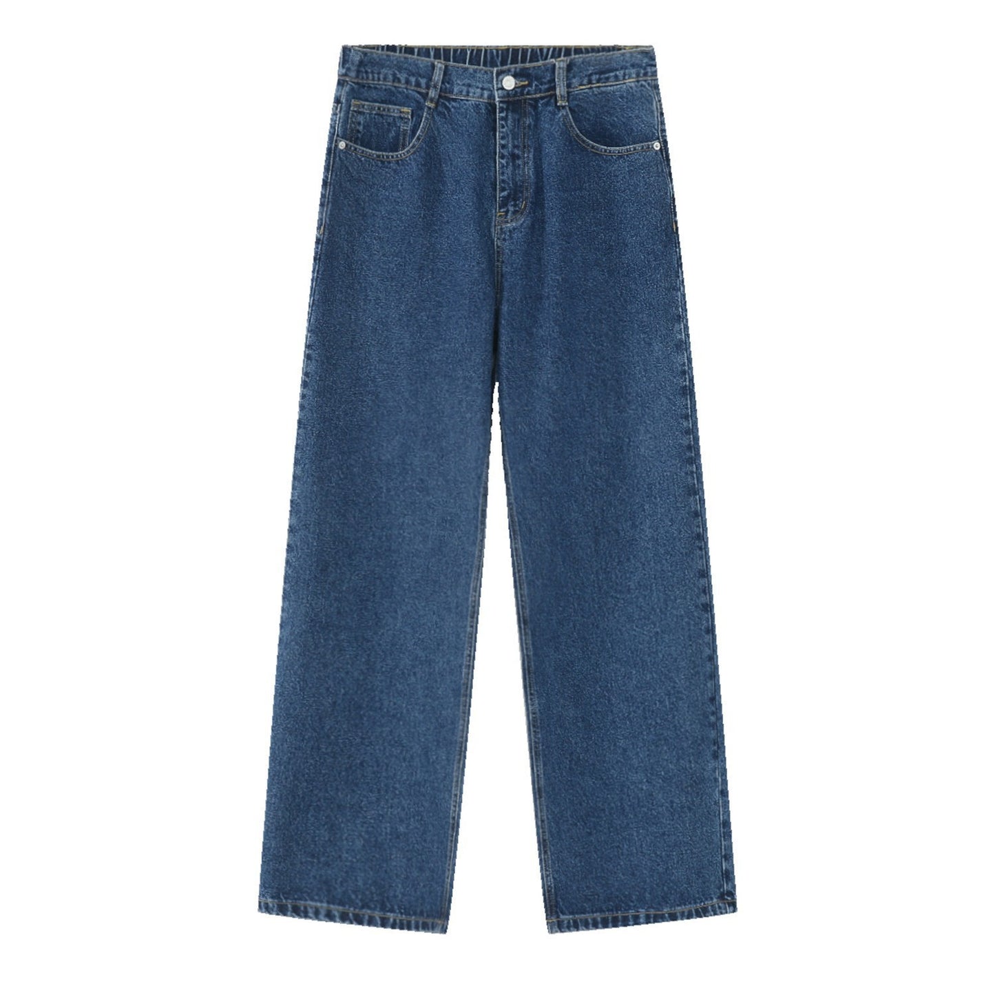 Losse Half Elastische Taille Rechte Jeans