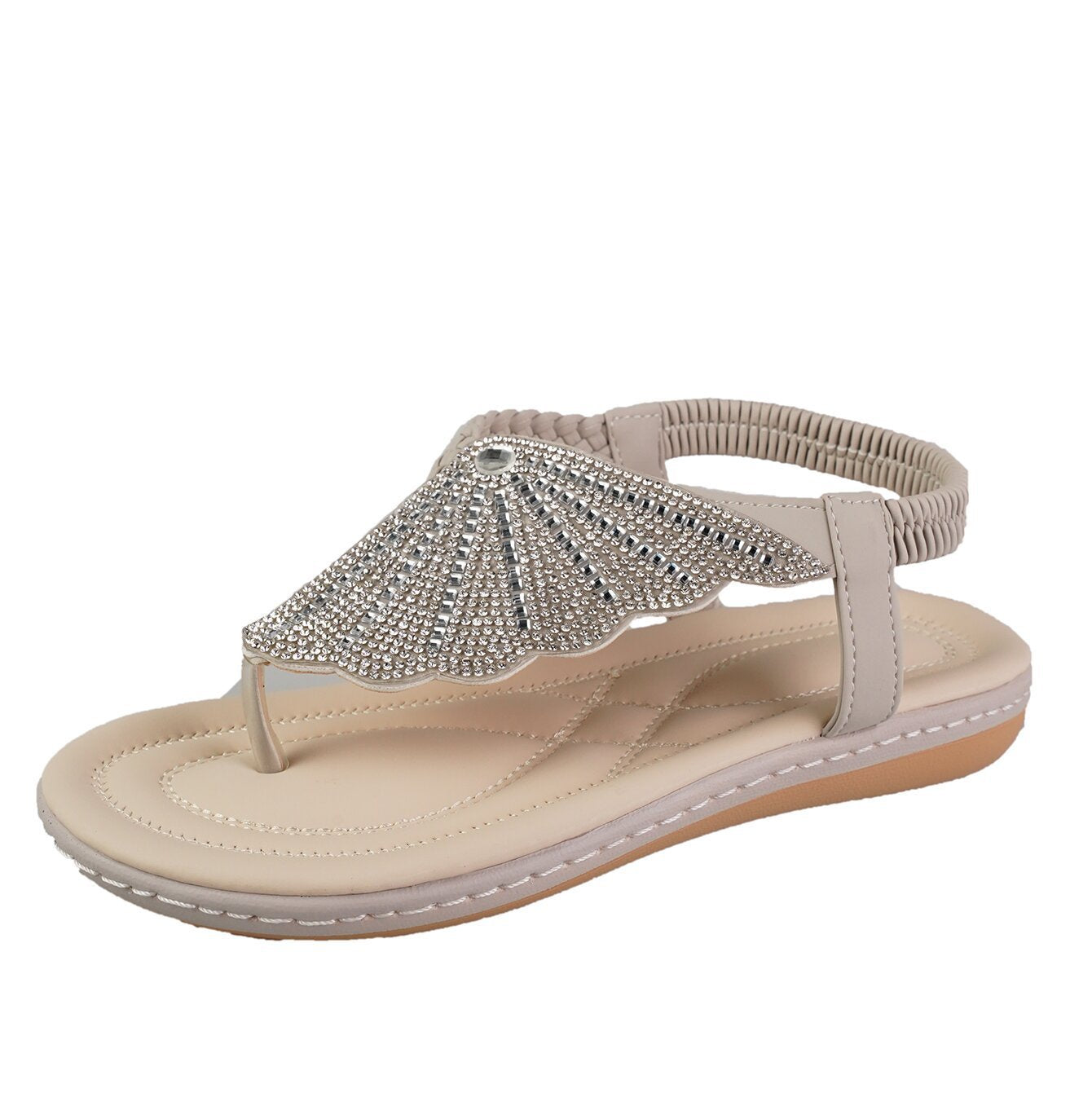 Rhinestone Shell Flip-Flops