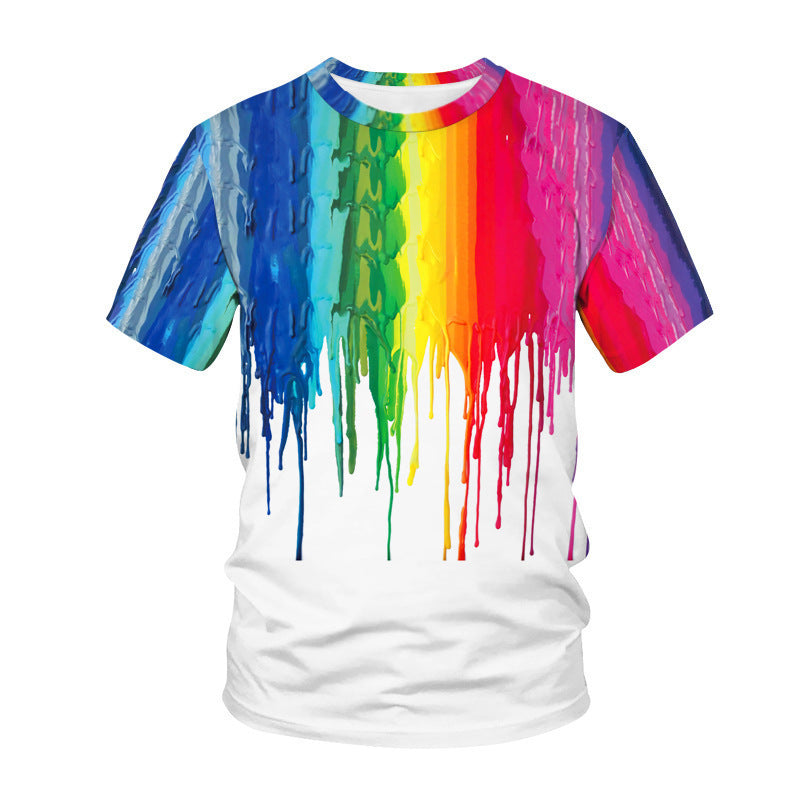 Men's 3D Colorful Printed Short-sleeved T-shirt