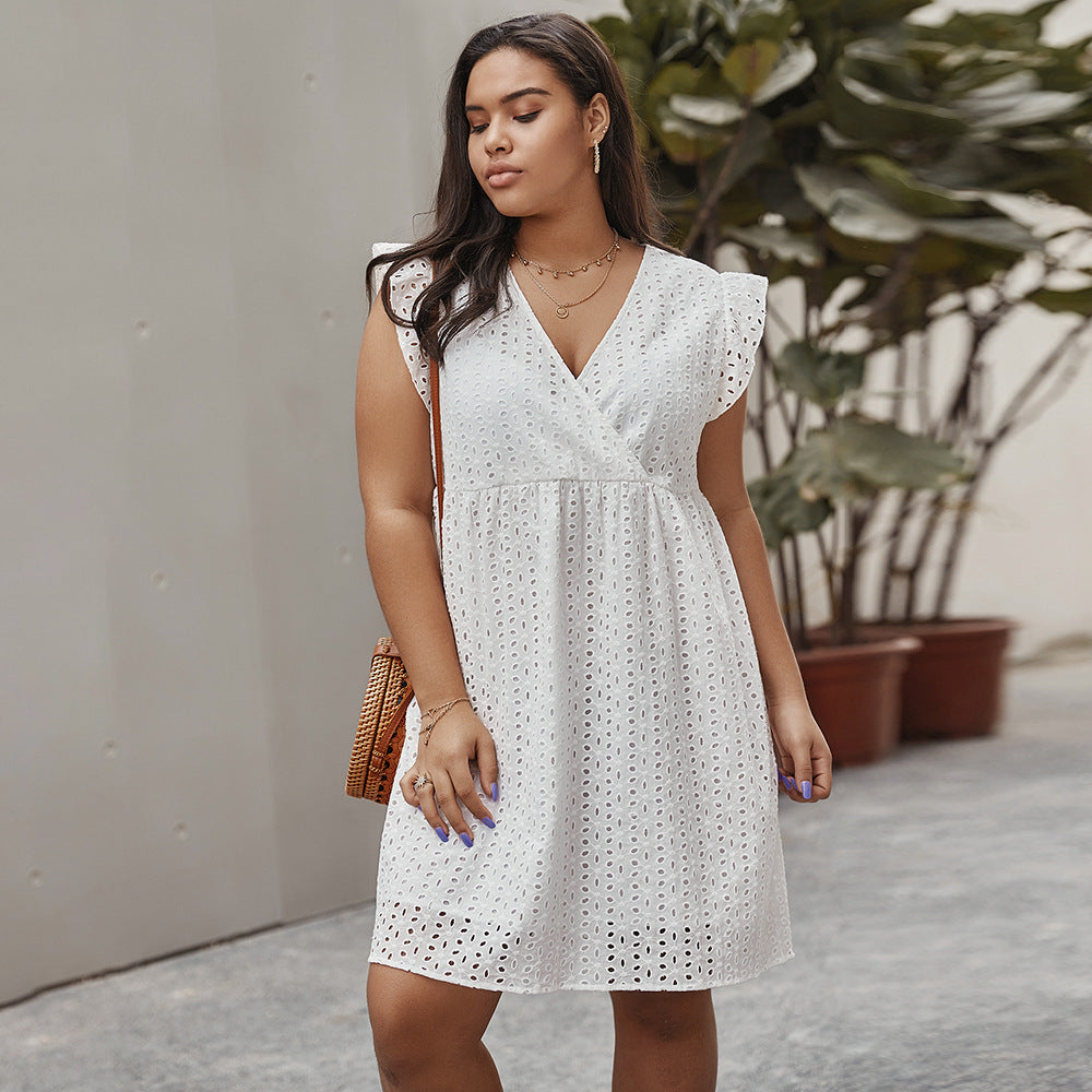 Summer plus size cutout dress