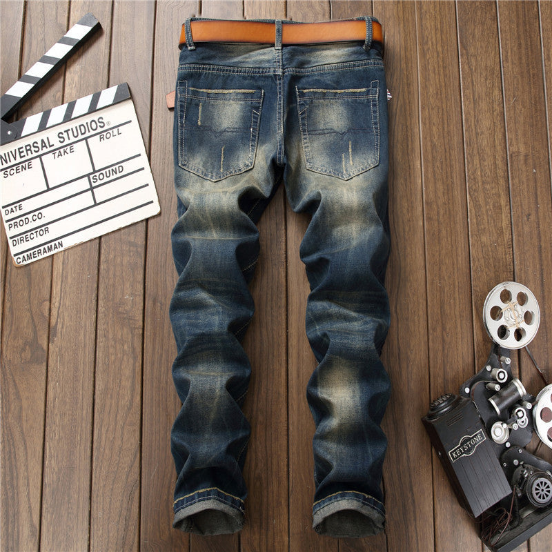 Ripped European And American Fashion Cool Trendy Straight Men's Jeans