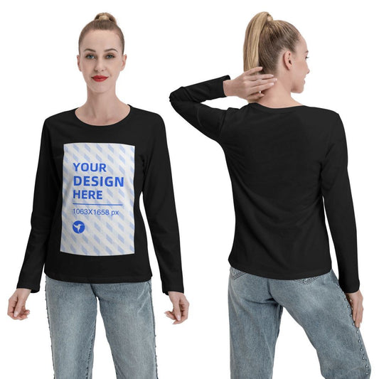 Dames T-shirt met lange mouwen en ronde hals