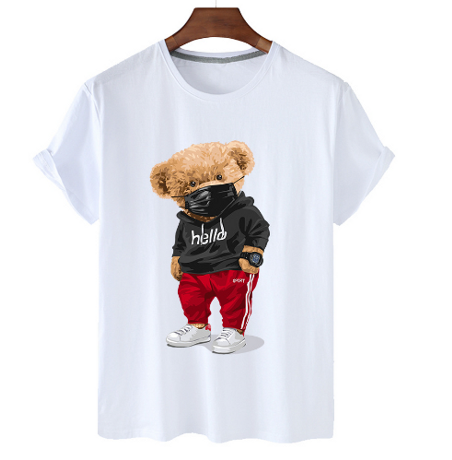 T-shirt en coton pour hommes à imprimé ours