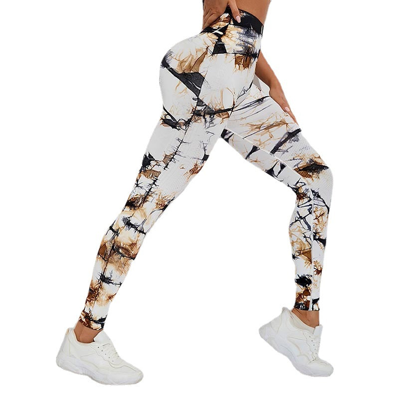 Legging de sport taille haute sans couture tie-dye