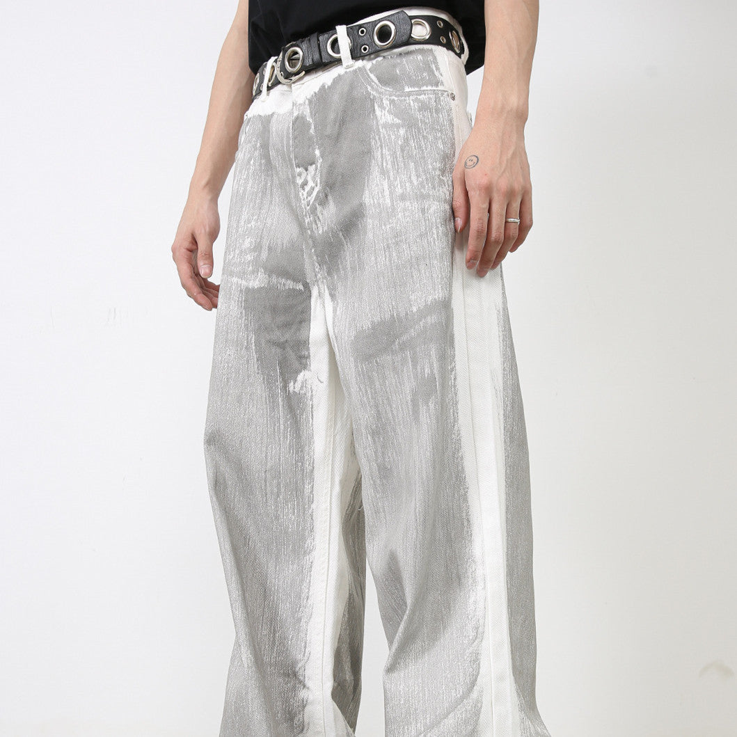 Design Dirty Pants Loose Straight Jeans