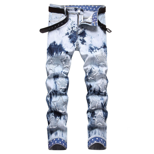 Embroidery Float Denim Trousers