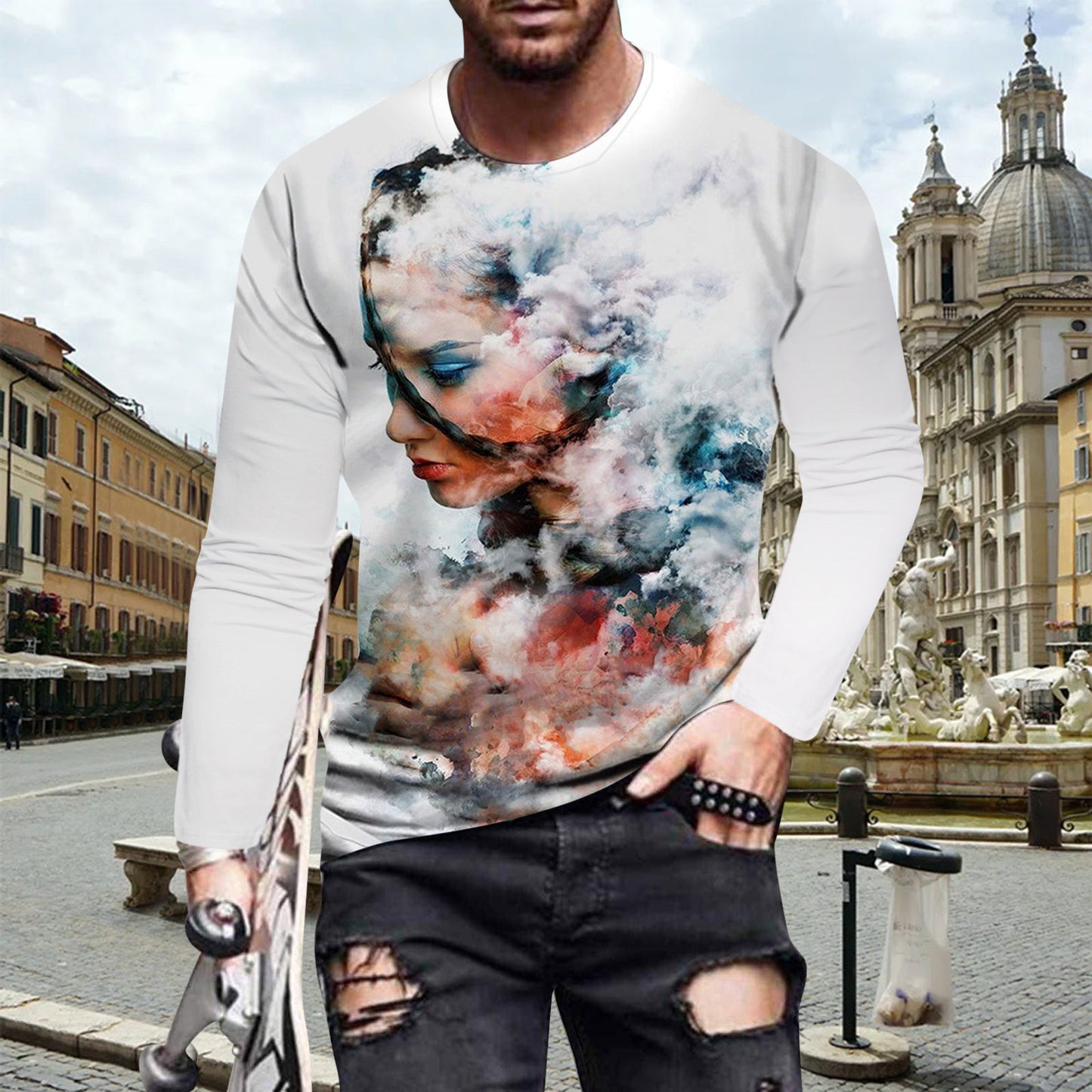 Trendy Abstract Painting Long Sleeve