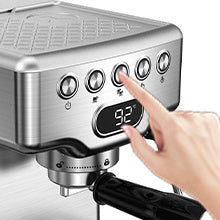 Geek Chef Espressomachine, 20 Bar Espressomachine Met Melkopschuimer Voor Latte, Cappuccino, Macchiato, Voor Thuis Espressomaker, 1.8L Watertank, Roestvrij Staal, Verbod Op Amazon