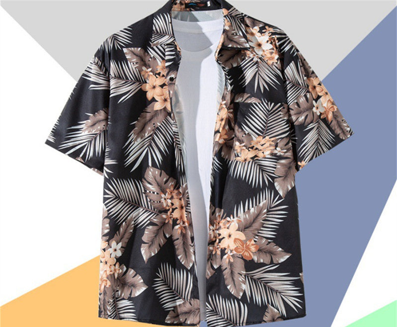 Short Sleeve Printed Shirt Men's Retro Top