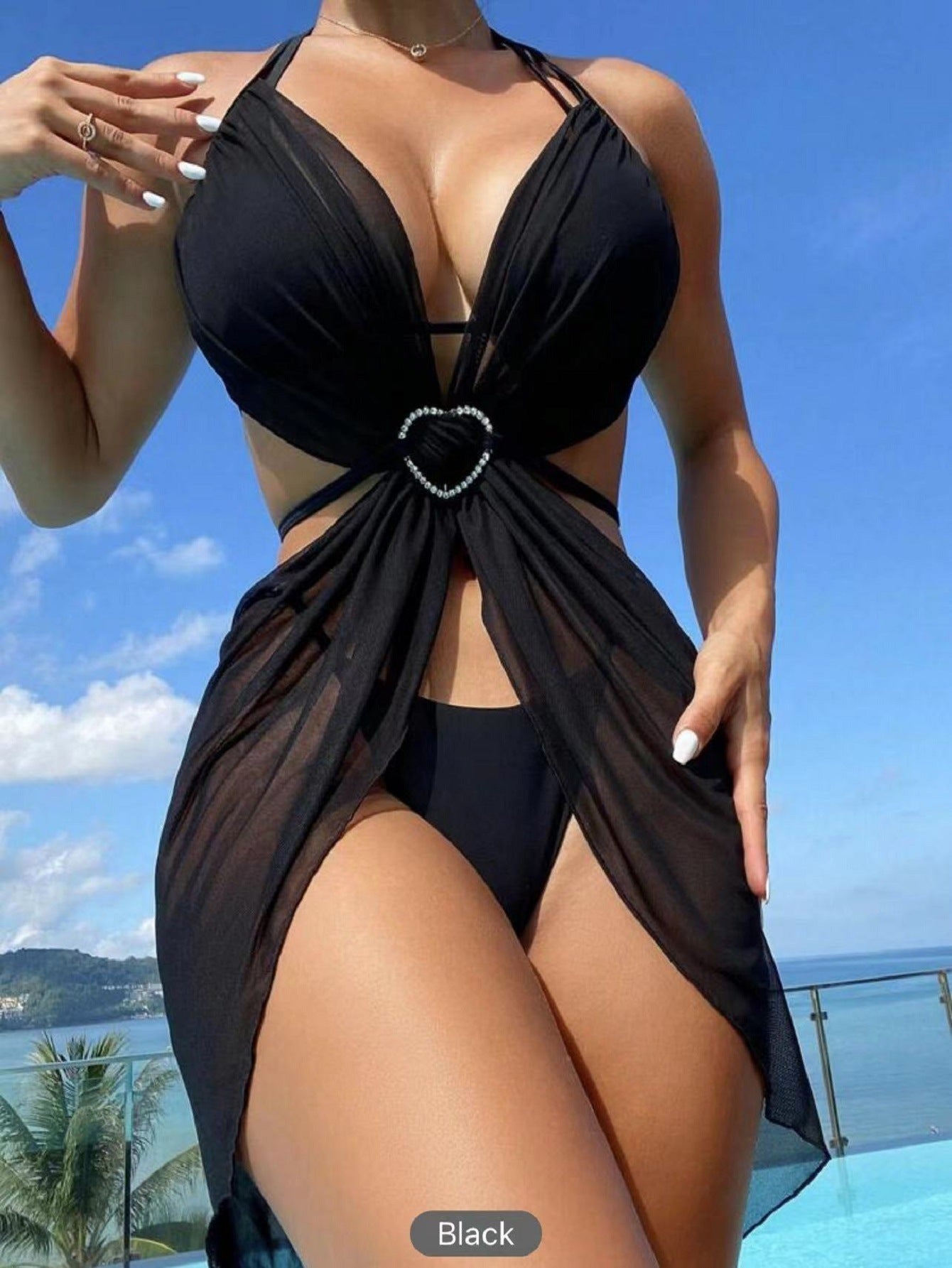 Halter Neck Split Swimsuit