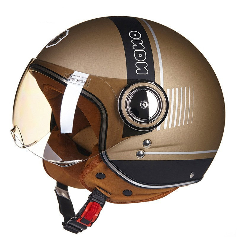 Battery Car Half Helmet Lightweight Semi-covered Retro