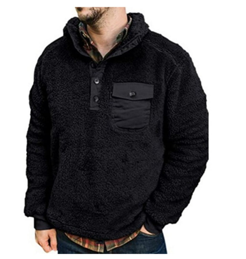 Men's Solid Color  Cardigan Sweater Fashion Plush