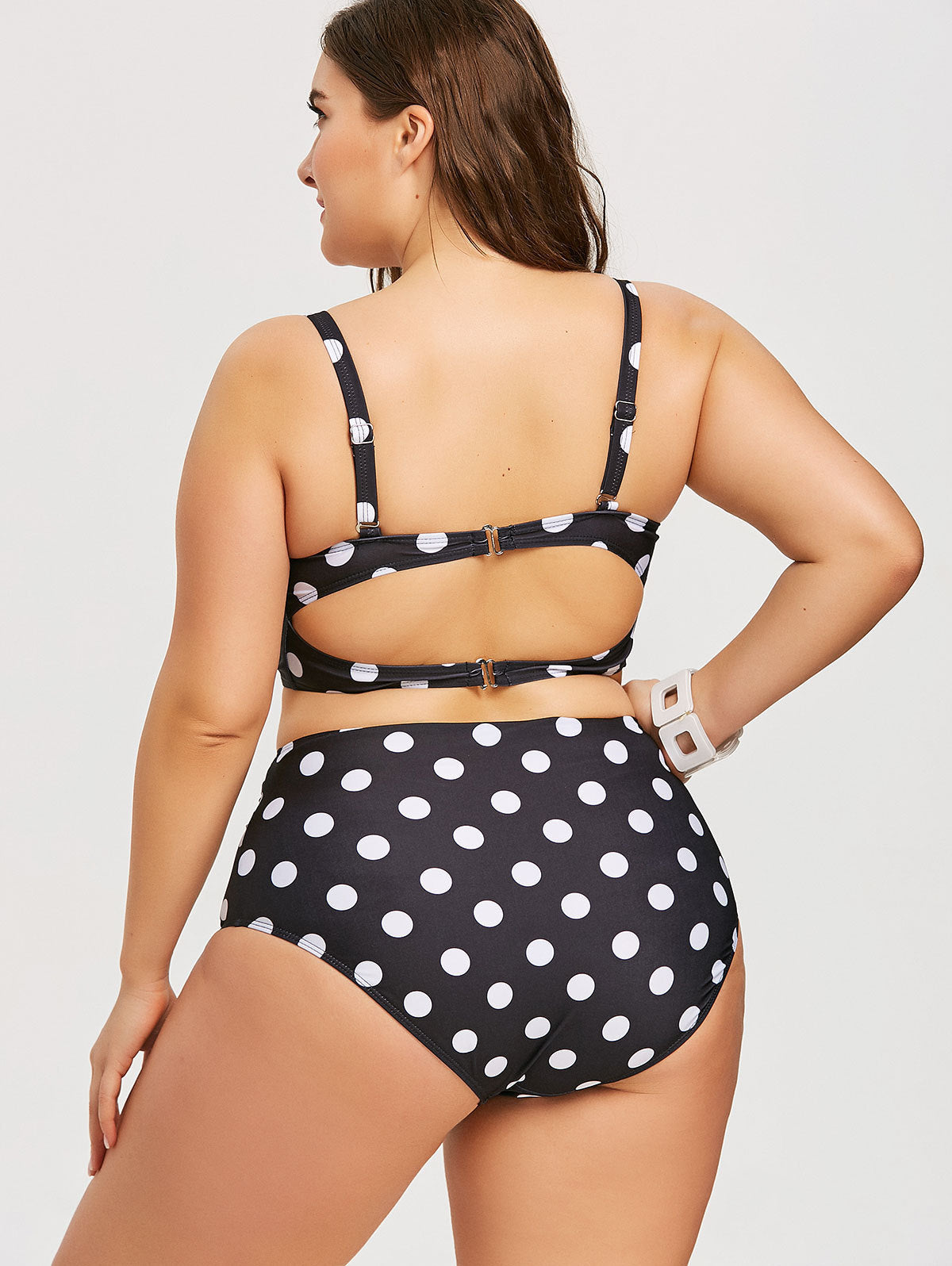 Retro Polka Dot High-rise Plus Size Swimwear