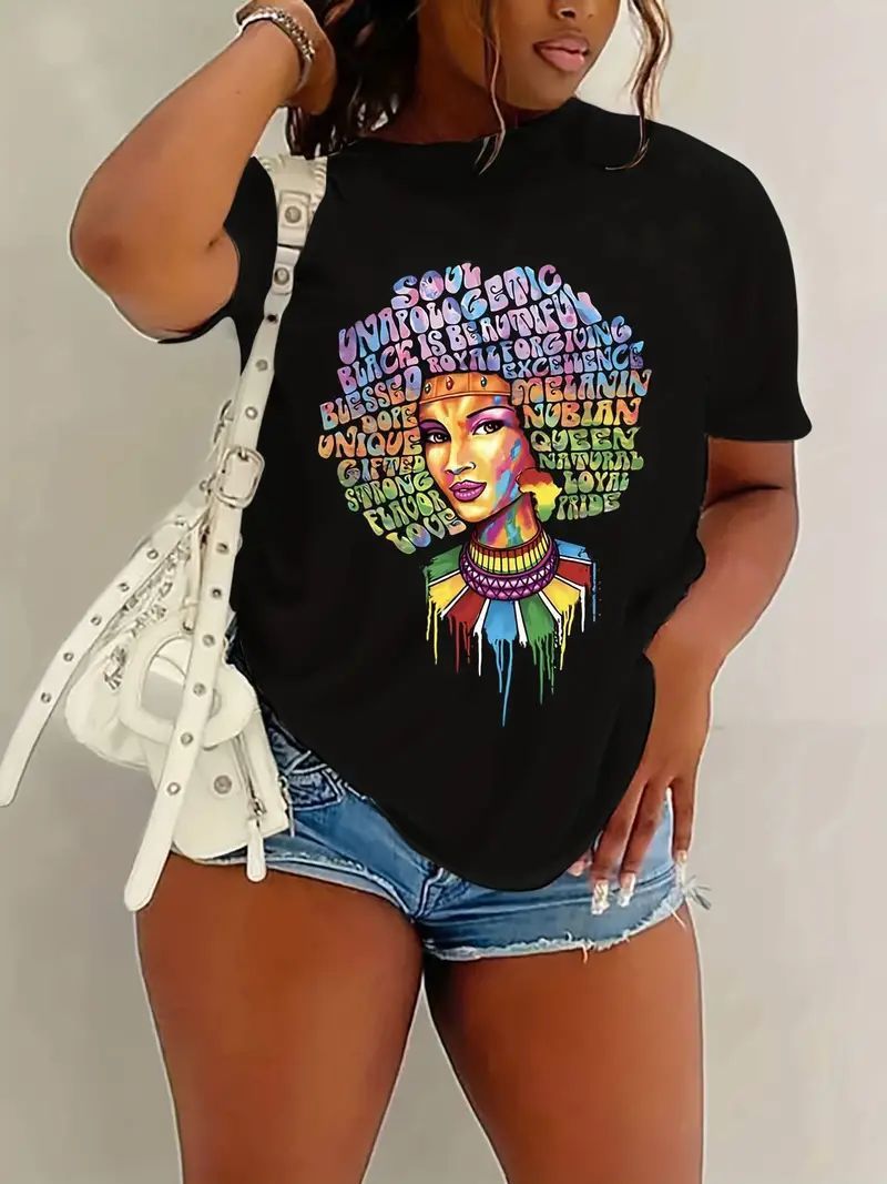 Black Girl Printed Short-sleeved T-shirt