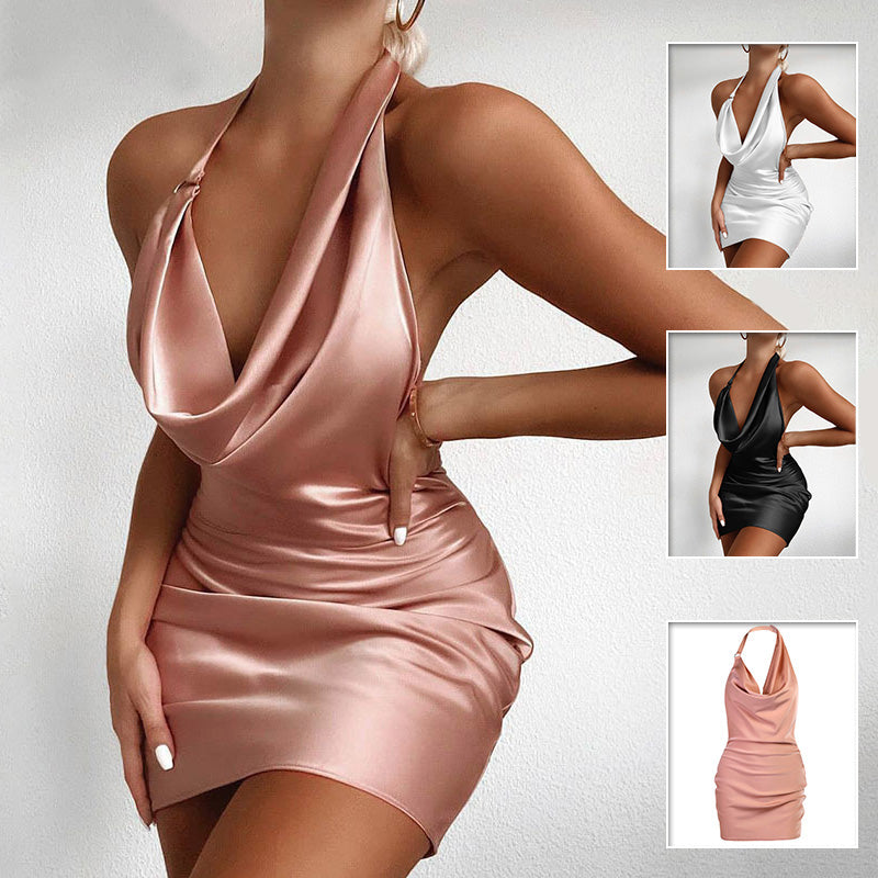 V Neck Backless Mini Party Dress