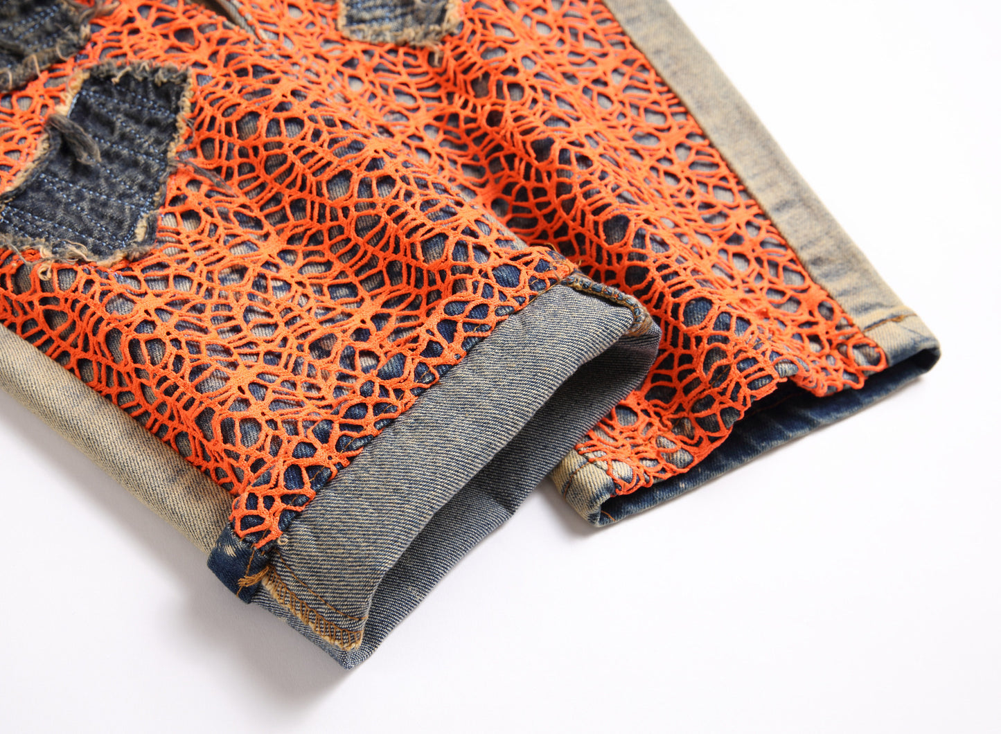 New Orange Letter Embroidered Jeans