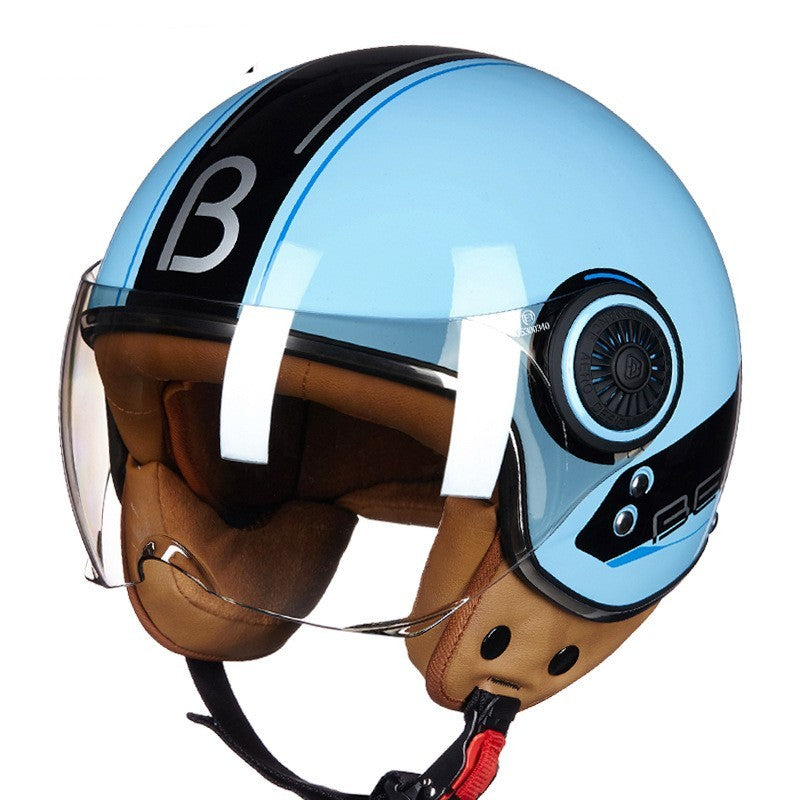 Battery Car Half Helmet Lightweight Semi-covered Retro