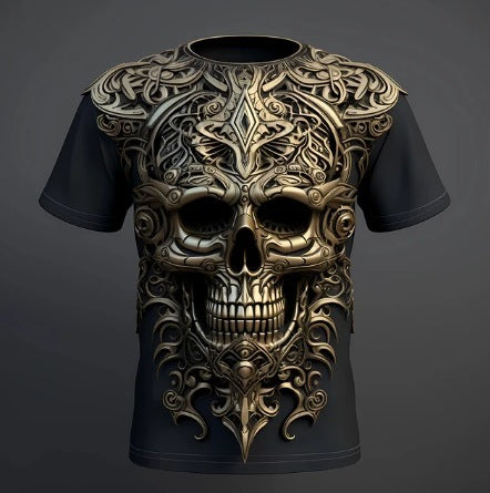 Men's 3D Skull Pattern European Hip Hop Trendy 3D Printed T-shirt