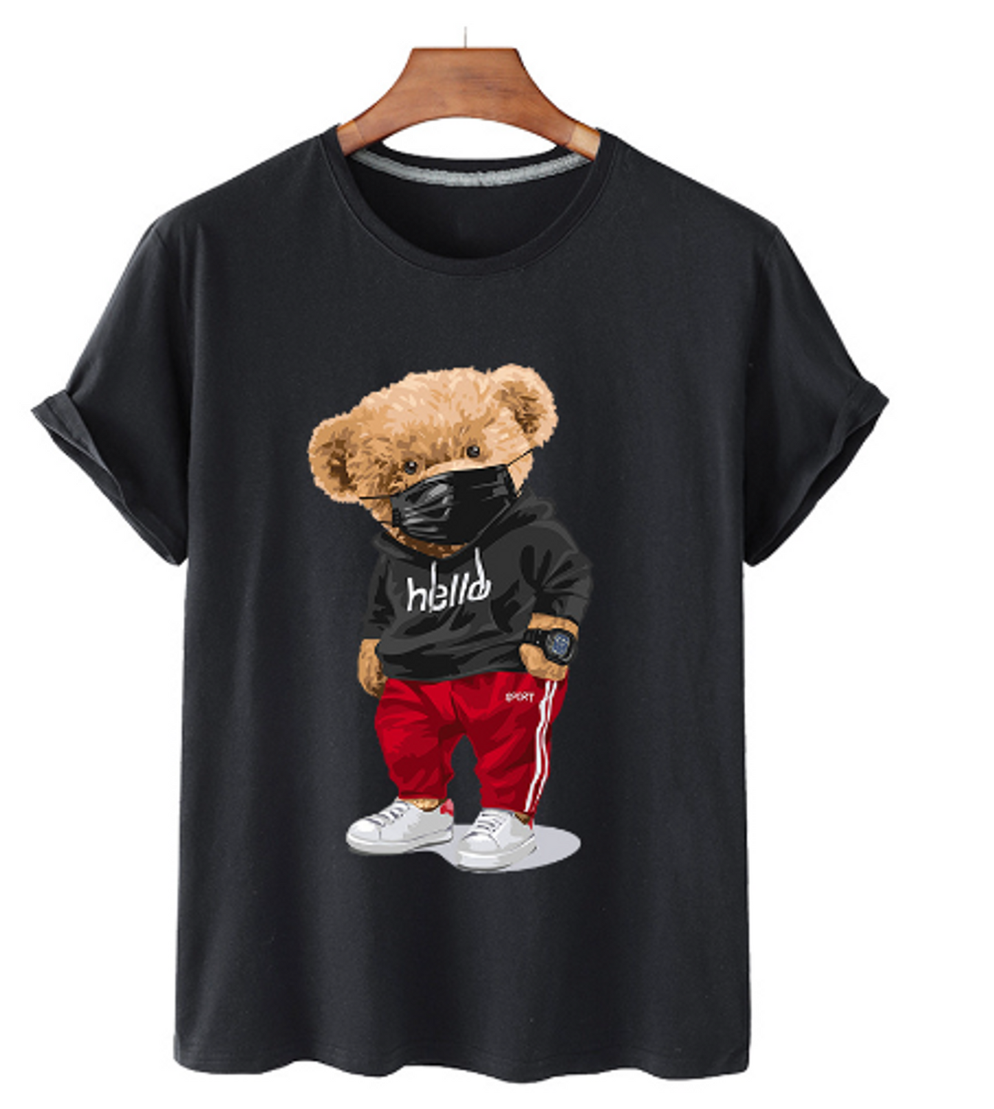 T-shirt en coton pour hommes à imprimé ours