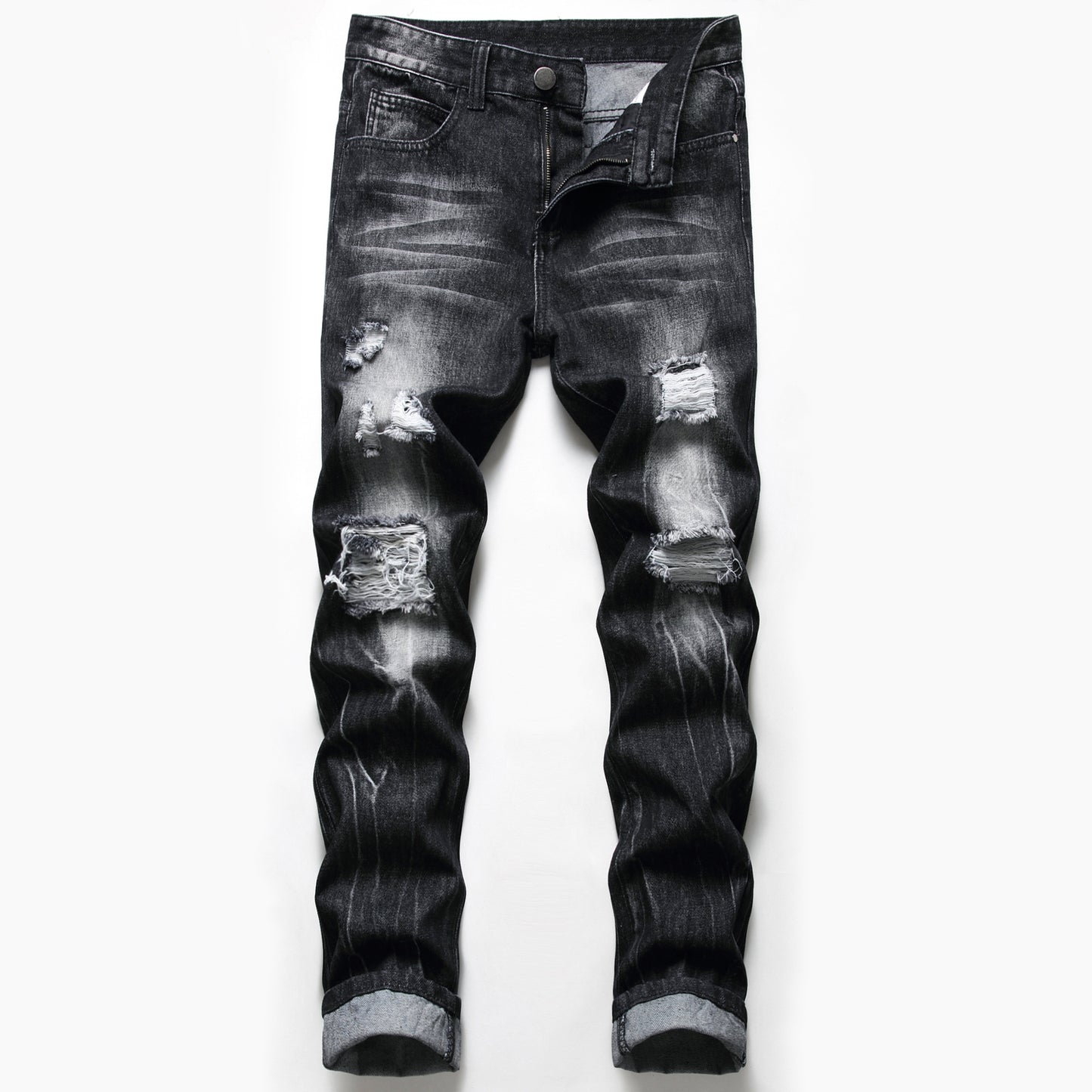 Jeans Black Ripped Plus Size Washed