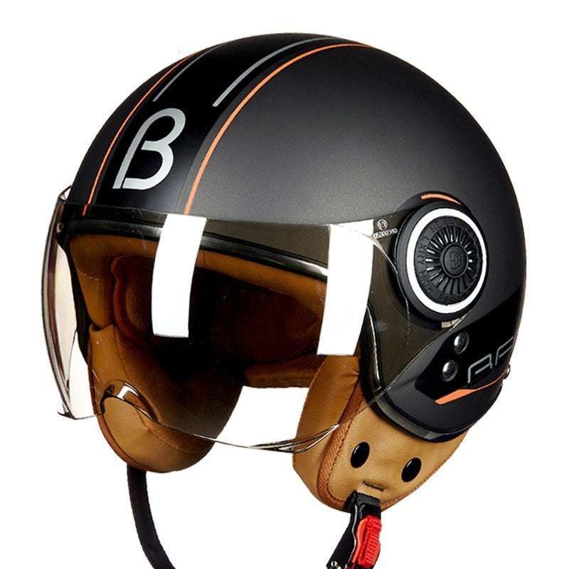 Battery Car Half Helmet Lightweight Semi-covered Retro