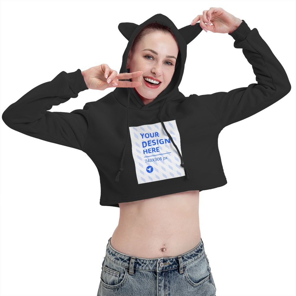 Cropped Cat Ear Sweatshirt