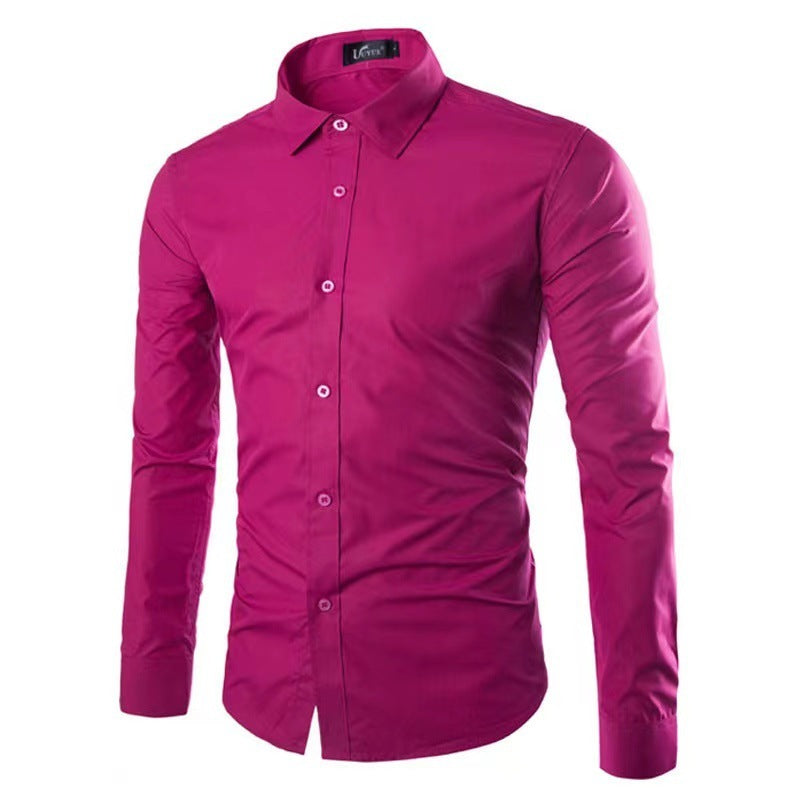 Casual Polo Collar Ironing Free Long Sleeves Shirt For Men