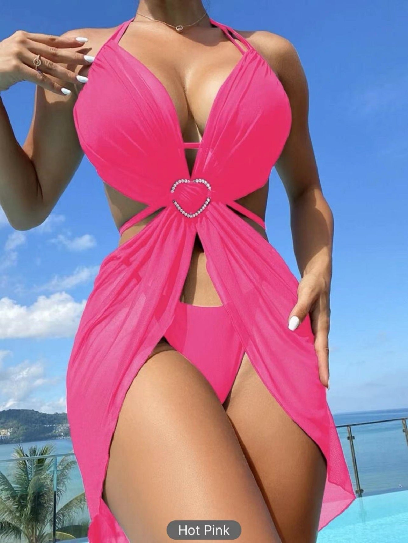 Halter Neck Split Swimsuit