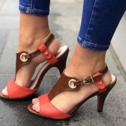 Buckle Peep Toe Mid Heel