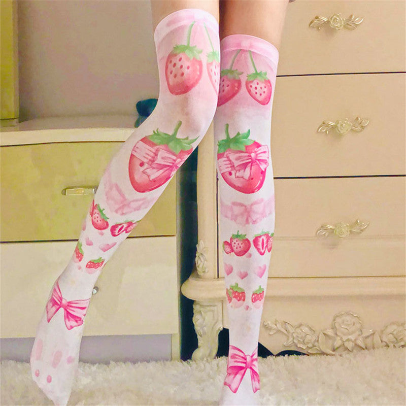 Simple Print Knee-high Socks