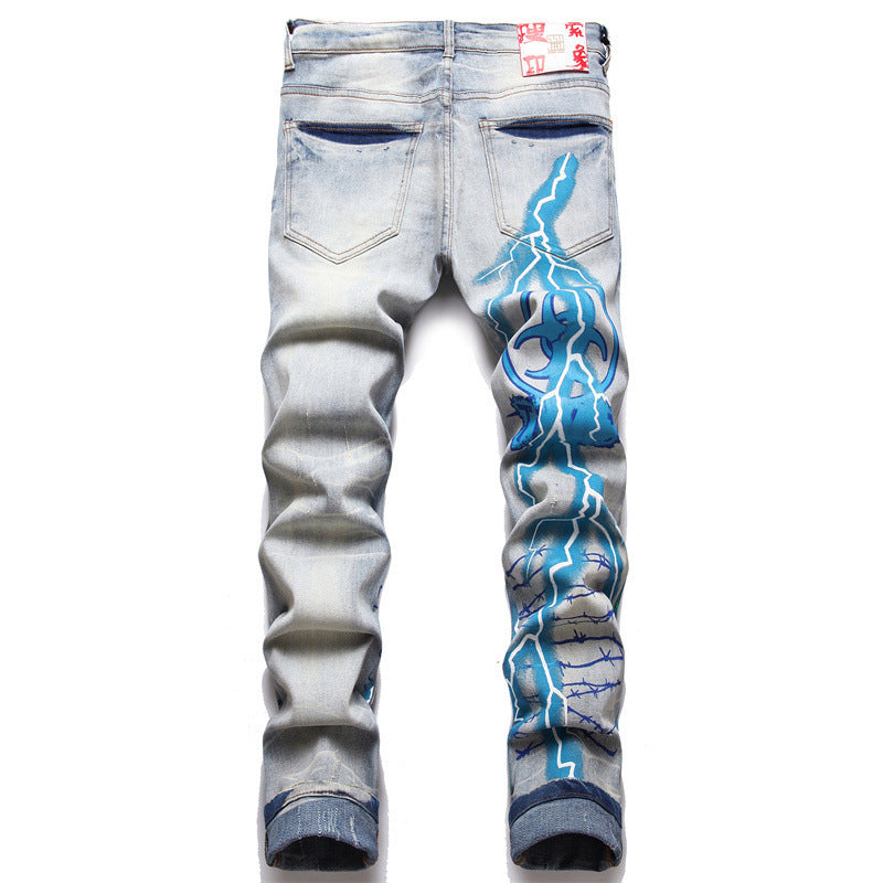 Stretch Print Dye Skinny Jeans